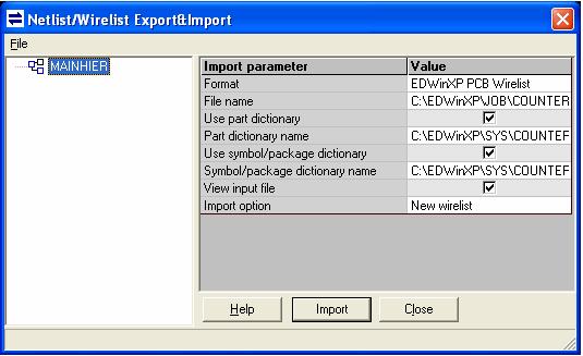 Netlist/ Wirelist Export & Import Window