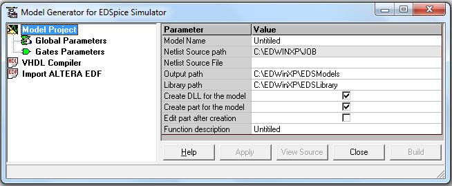 Model Generator for EDSpice Simulator