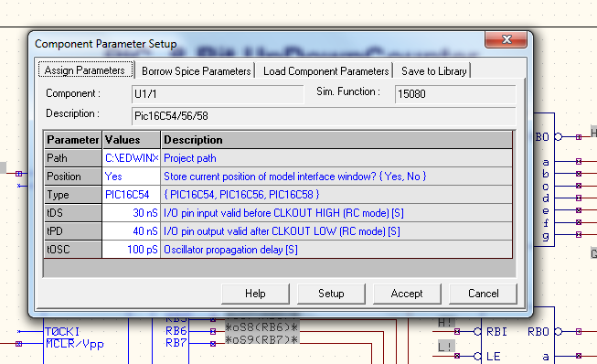 component parameter setup