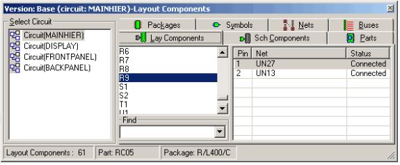 Layout Component information window