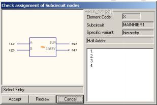 Check assignment of Subcircuit tags window