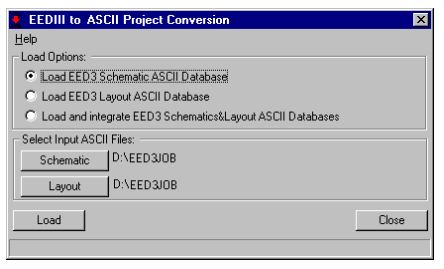 EEDIII TO ASCII Project Conversion window
