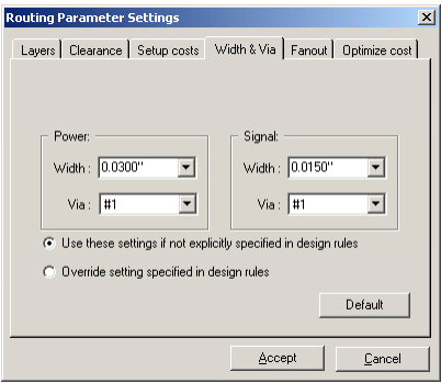Routing Parameter Settings