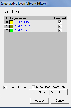 Display used layers